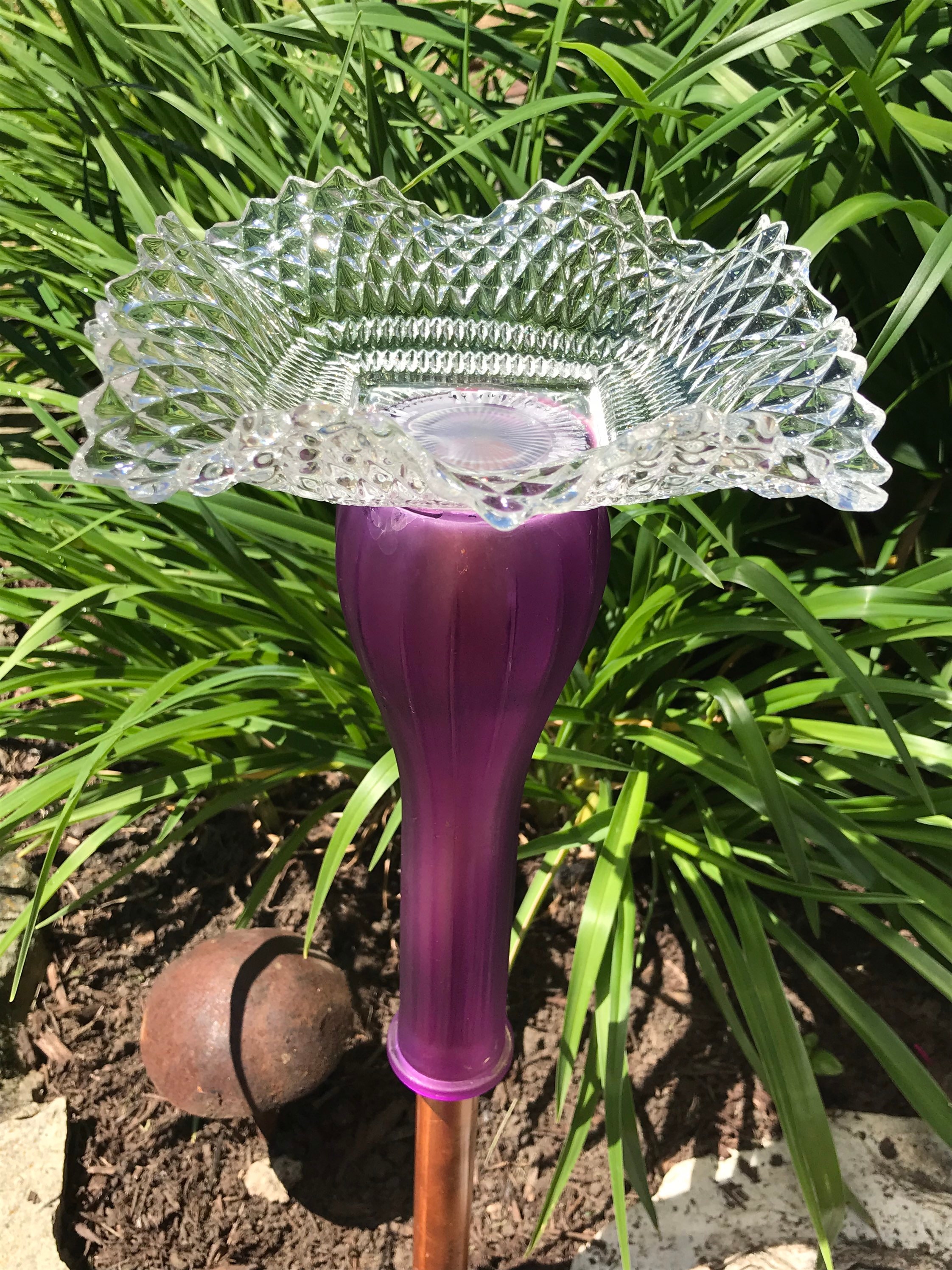 Custom Garden Glass Bird Bath Design Your Own Yard Art Etsy