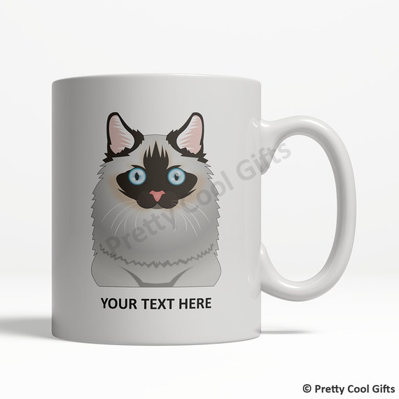 Birman Cat Cartoon Mug Personalized Text Coffee Tea Cup