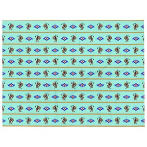 Cowboy Bronc Rider Aztec - Turquoise Throw Blanket