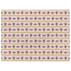 Cowboy Bronc Rider Aztec - Tan Throw Blanket