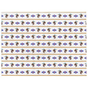 Cowboy Bronc Rider Aztec - White Throw Blanket