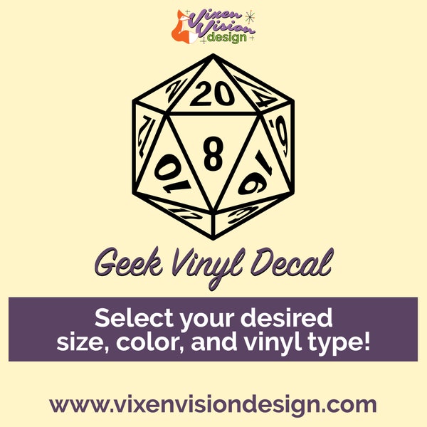 D20 Role-Playing Die Geek Vinyl Decal