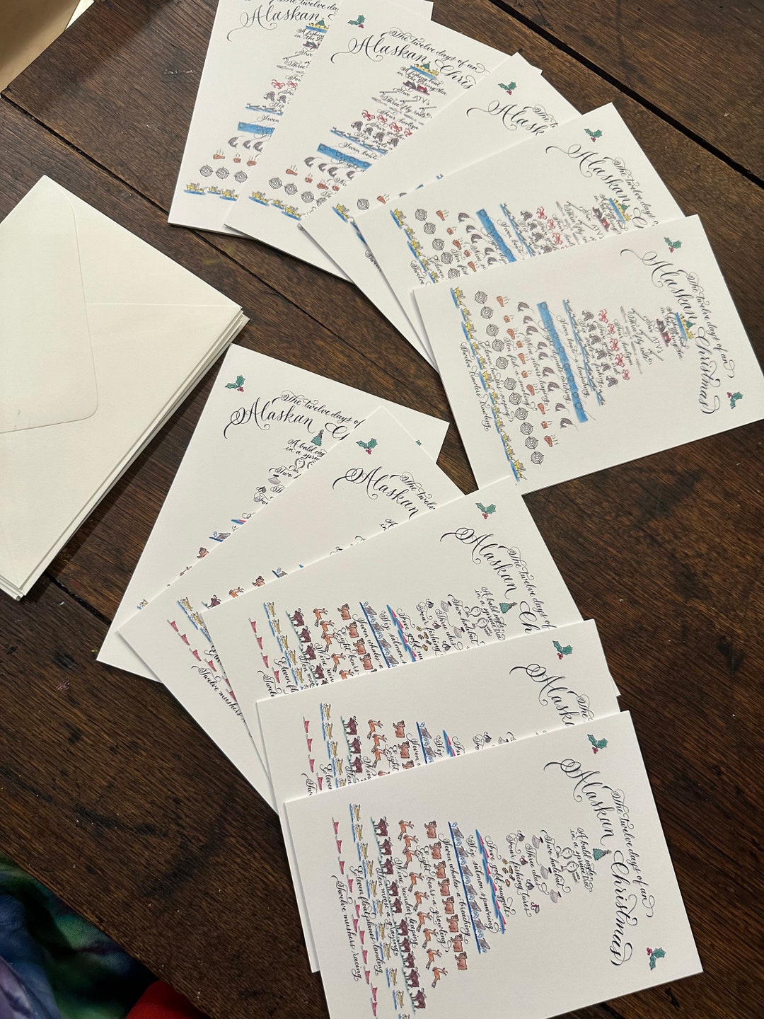 Set of 10 Christmas Cards With Envelopes - Etsy