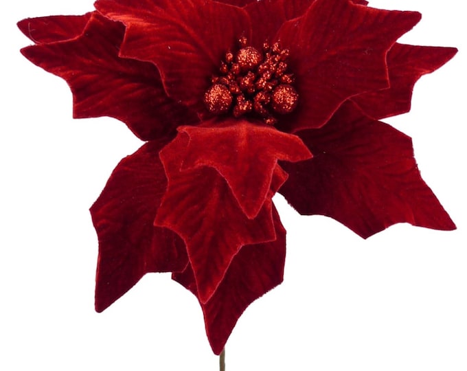 Red Velvet Christmas Poinsettias, Red Velvet Flowers, Artificial ...