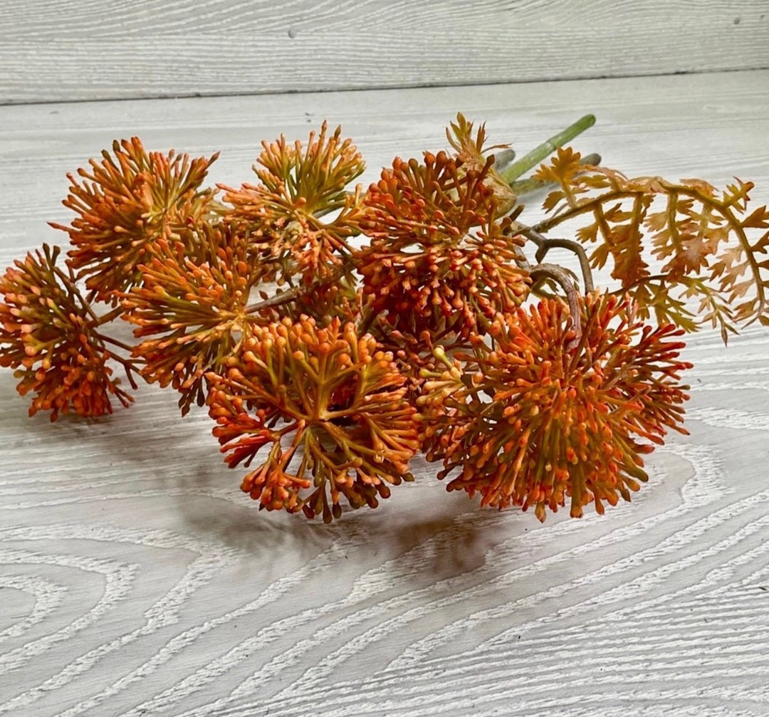 Faux Allium Spray, Orange Thistle, Artifical Flowers, Orange Flowers