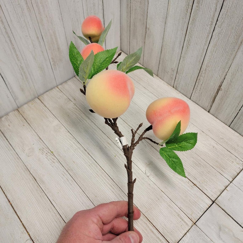 Artificial Peaches Stems Peach Spray Faux Fruit Artificial Etsy