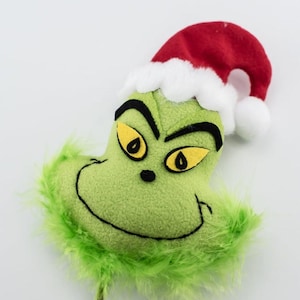 Lime Green Fluffy Monster Head Christmas Tree Pick