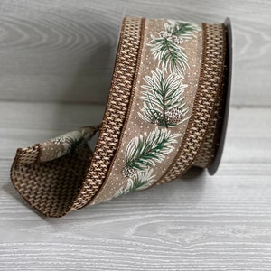 Melrose International Pine and Pinecone Cotton Wired Ribbon 4