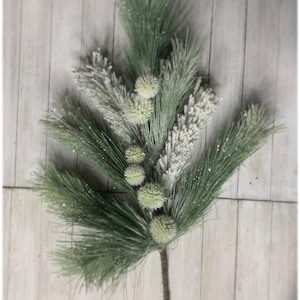 Artificial Pine, Snowy Pine Spray, Winter Greenery, Christmas