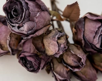 Artificial purple roses, silk flowers, vintage faux dried purple fall flowers, artificial flowers, silk flowers for vase, purple flowers