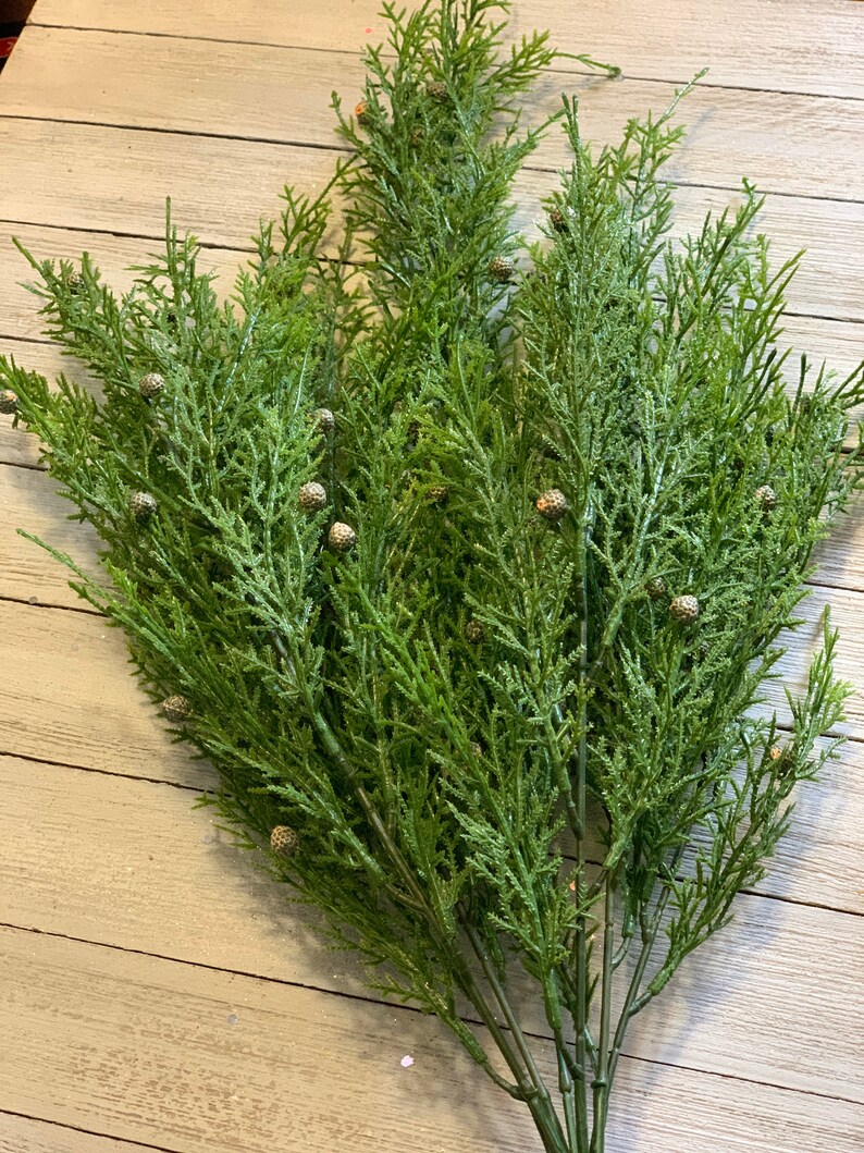 Artificial cedarPine Greenery stems cedar bush artificial Etsy