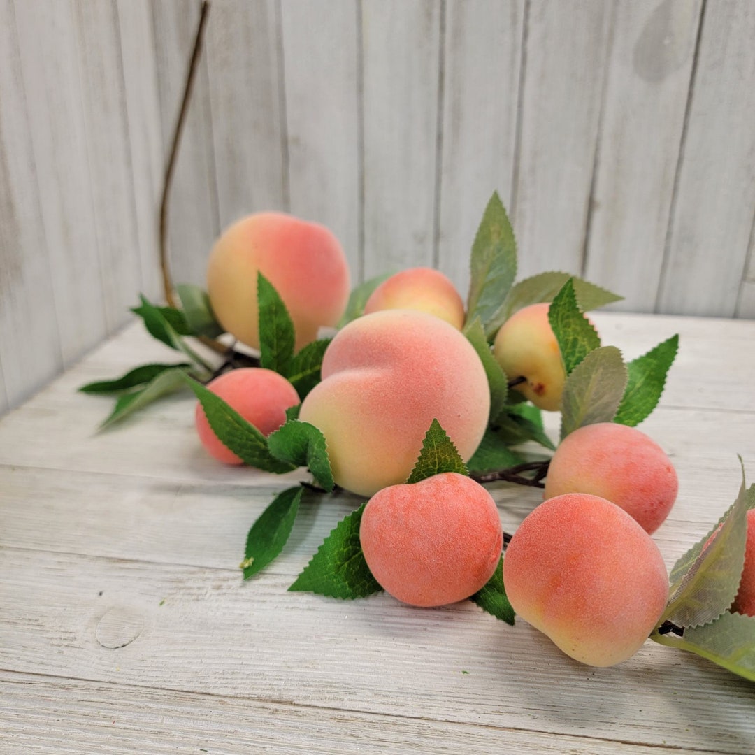Artificial Peaches Stems, Peach Spray, Faux Fruit, Artificial Peaches