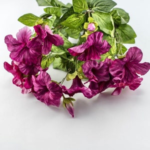 Petunia flowers, morning glory, artificial petunias, magenta pink artificial flowers, artificial morning glory, summer flowers,