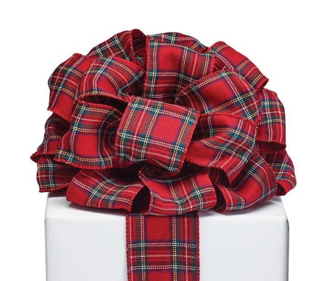 Christmas Tartan Plaid Ribbon, Red and Green Wired Ribbon, 20 Yards 2.5, Emerald Green and Red