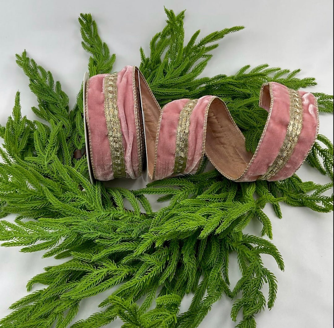 Blush Pink Ribbon Christmas Tree Ribbon Pink Velvet Wired Etsy
