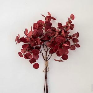 Wine Eucalyptus, silk Greenery, red wine eucalyptus sprays, faux artifical greenery, euc for vase, diy vase filler, burgundy eucalyptus