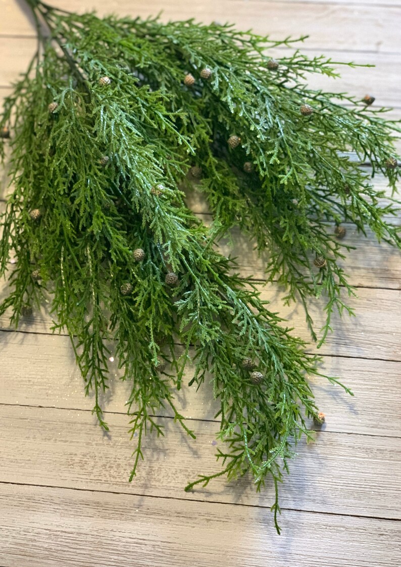 Artificial cedarPine Greenery stems cedar bush artificial Etsy