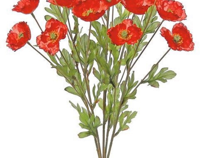 Artificial Poppies Poppy Flower Bush Red Poppy Flower Bush Etsy