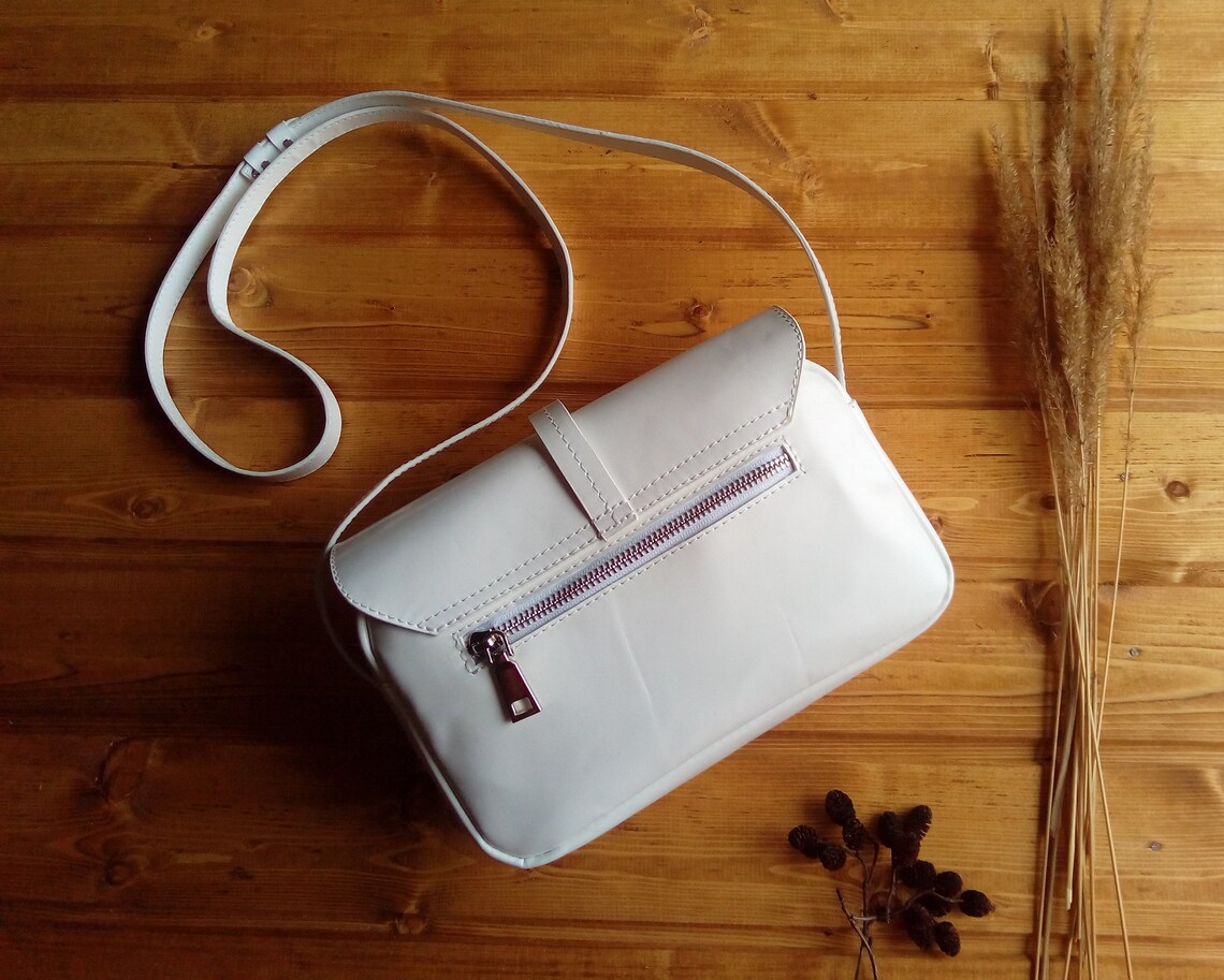 Leather shoulder bag Crossbody bag Small bag White Italian Etsy