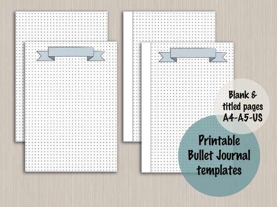 Bullet journal printable dots grid blank template digital | Etsy