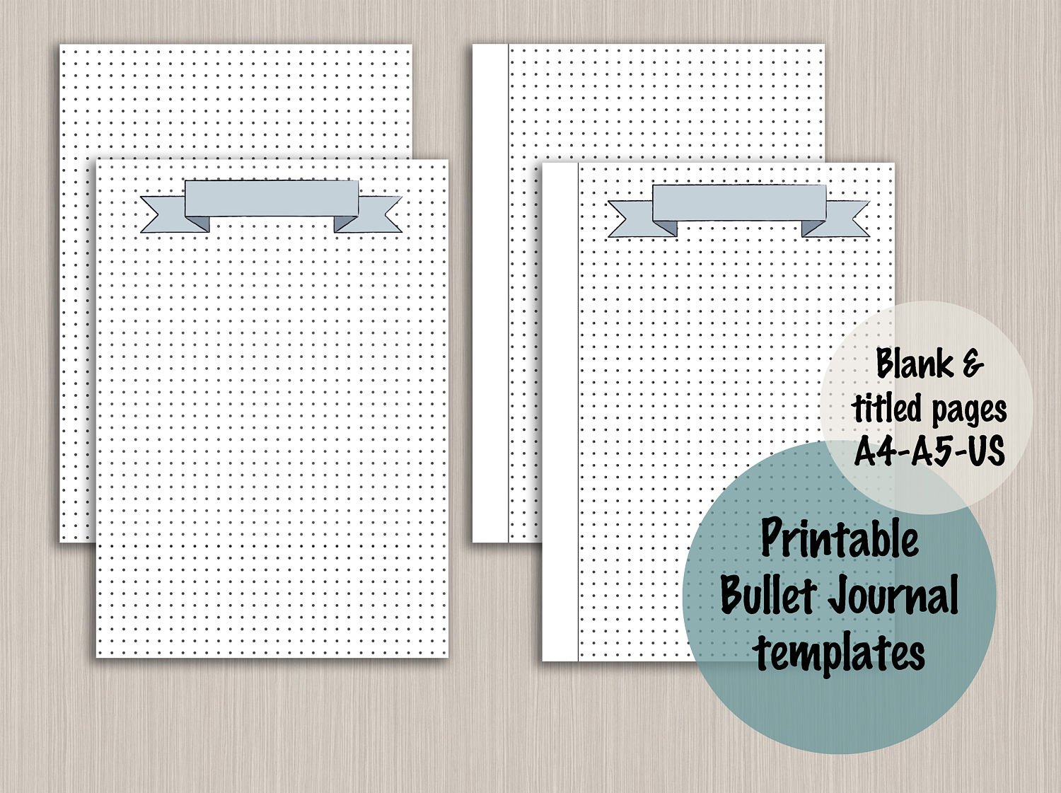 Bullet journal printable dots grid blank template digital Etsy