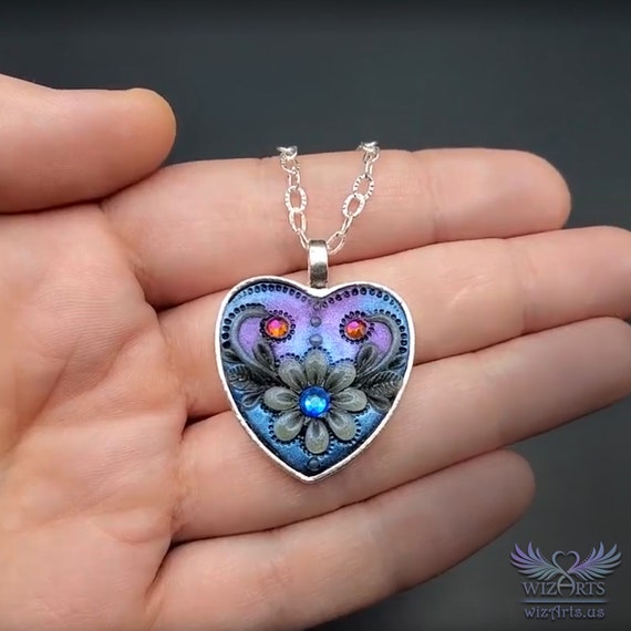 Love Tickled Tapir Party Disco Blue Marbled Heart Drop Polymer Clay Earrings Chunky Funky Hearts Statement Glow Glow in the Dark