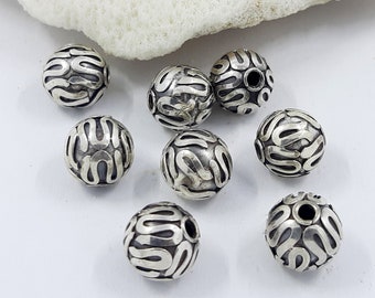 3 pcs - 8.5mm Bali Sterling Silver Beads handmade beads sterling silver