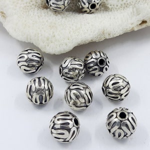 3 pcs - 8mm Bali Sterling Silver Beads handmade beads sterling silver