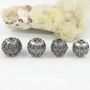2 pcs Sterling Silver Bali Beads, Handcrafted beads sterling silver, Oxidized antique finish, Jewelry components