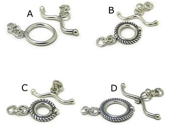 1 set of Bali handmade, Sterling silver toggles, Bali silver toggles, Bali style, oxidized antique finish