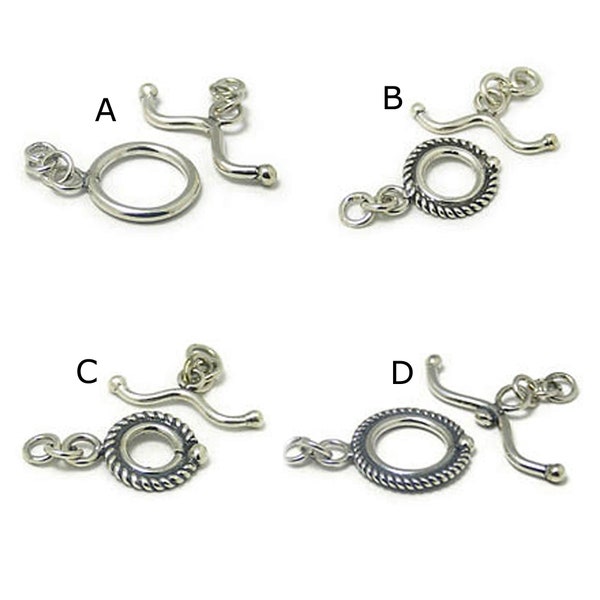 1 set of Bali handmade, Sterling silver toggles, Bali silver toggles, Bali style, oxidized antique finish