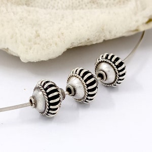4pcs 8.5mm Sterling silver Bali beads handmade beads Jewelry making beaded supplies Oxidized antique finish wire plain beads