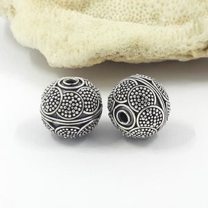 2pcs 10mm / 12mm, perline Bali in argento sterling, perline d&#39;argento fatte a mano, perline granulate, forniture per gioielli.