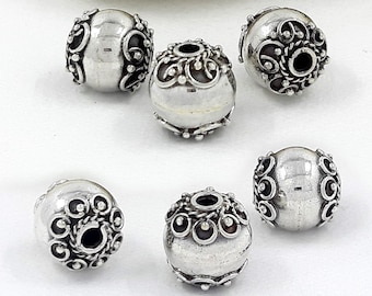 3 Stück 8mm Bali Sterling Silber Perlen Handgemachte Perlen Schmuckherstellung Lieferungen Bali Perlen Stil oxidiertes Finish.