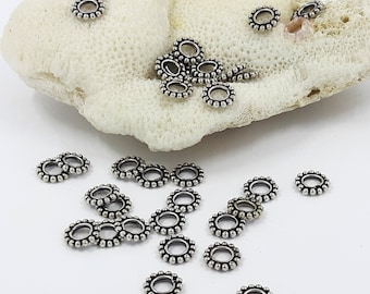 20pcs | 1x6.5mm Sterling silver spacer beads, silver beads, Bali style beads