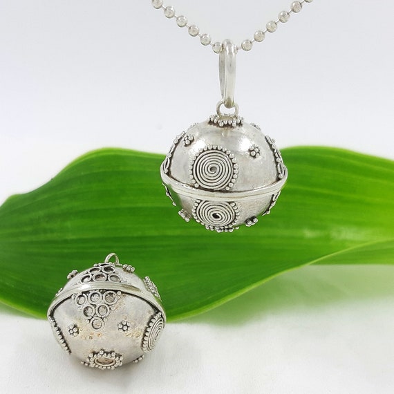18mm, Harmony ball sterling silver pendant, Bali chime harmony balls, Angel  caller, Handcrafted in Bali, Oxidized antique finish