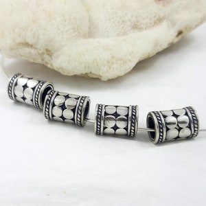 6pcs, 7.4mm long x5mm Sterling silver spacer beads, silver beads, Bali  handmade style beads, tube bead, oxidized finish