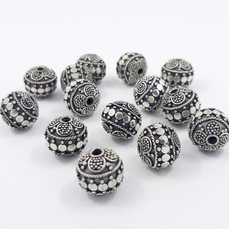 2 pieces 10mm Bali beads handmade sterling silver beads Etsy