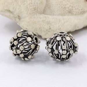 2pcs 16.5mm Sterling silver Bali beads handmade beads Jewelry making supplies Oxidized finish