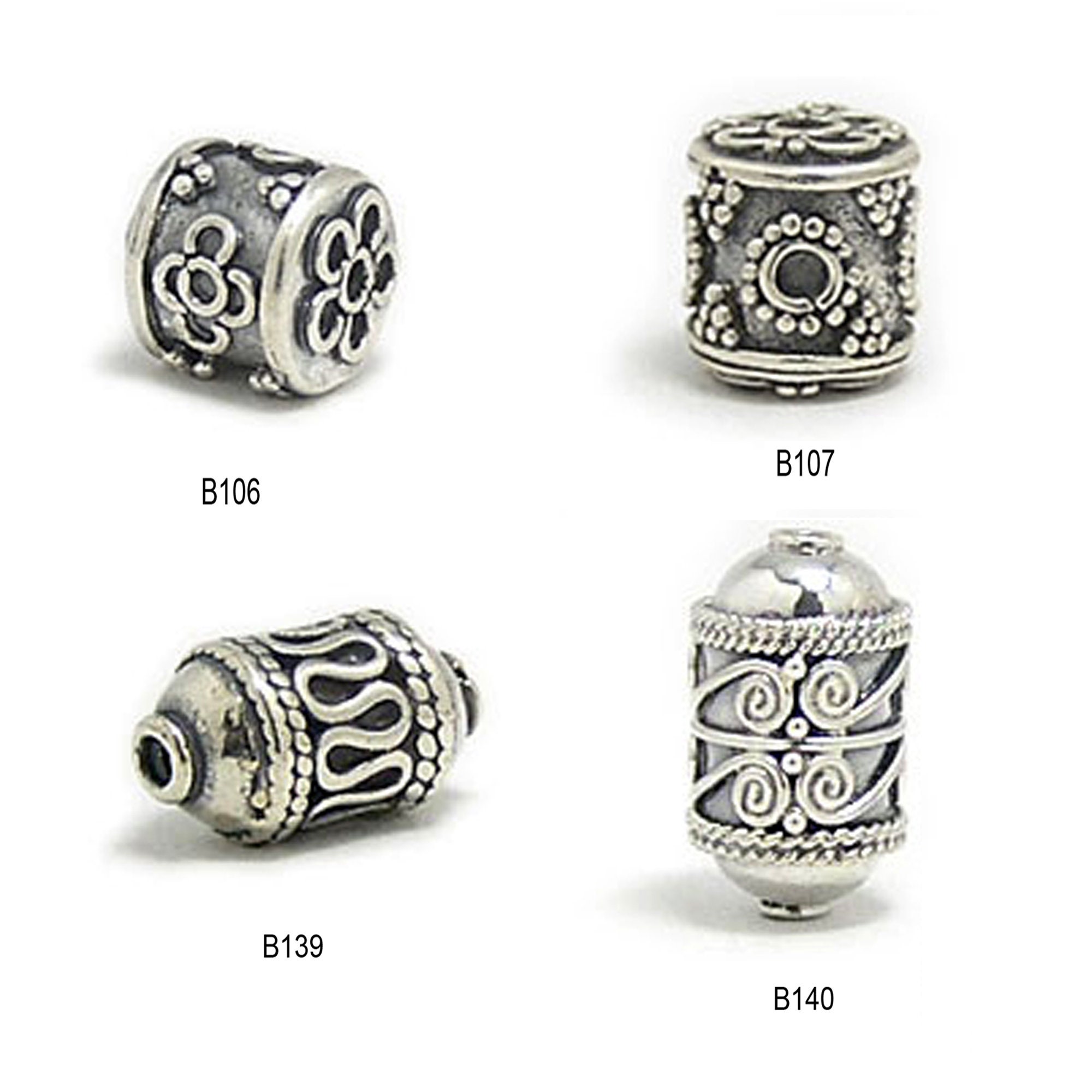 2 pcs of Bali sterling silver tube beads silver cylinder beads Silver barrel beads oxidized antique finish
