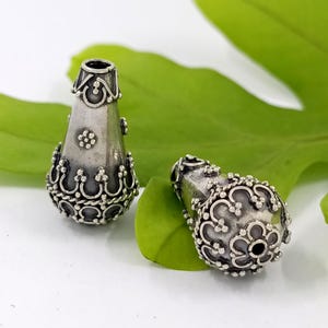 2 pcs Sterling Silver Bali Beads Handmade Beads