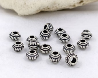 10 Stück Sterling Silber Spacer handgefertigte Bali Perlen Spacer 5,5mm rund