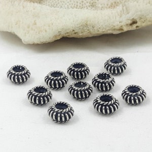 10pcs - 7mm round, Sterling silver bead spacers handcrafted, Bali bead spacers handmade