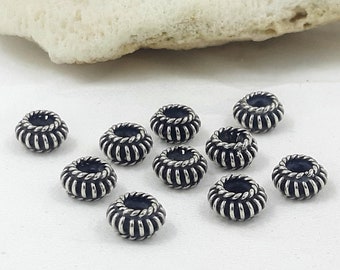 10pcs - 7mm round, Sterling silver bead spacers handcrafted, Bali bead spacers handmade