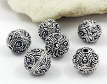 Sterling Silver Tiny Oxidized Bali Style Heishe Bead