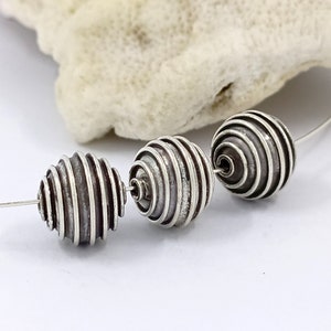 2pcs 11.5mm Sterling silver Bali round beads, Handmade beads, antique finishing, oxidation