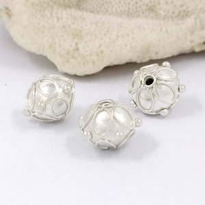 2pcs 10.8mm Sterling silver Bali beads handmade beads Jewelry making supplies Bright finish