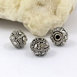 2pcs 9mm Sterling silver Bali beads handmade beads Jewelry making supplies Oxidized finish