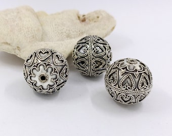 22mm Bali Sterling Silber Perlen, handgemachte Perlen, Schmuckherstellung Lieferungen, Bali Perlen Stil, oxidiertes antikes Finish.