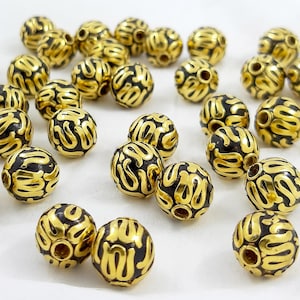 3pcs of 8mm Gold plated Vermeil gold on sterling silver Bali beads handmade Combination beads